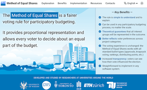 Screenshot of equalshares.net
